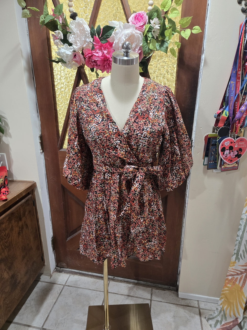 MINKPINK Red Multi Floral Wrap Jumpsuit